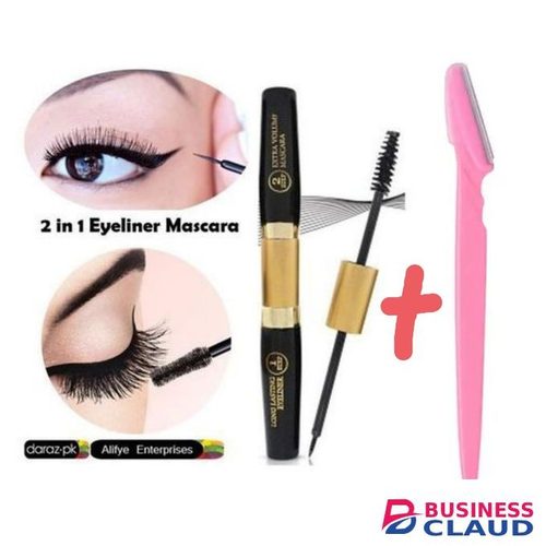 Miss Look 2 IN 1 Mascara And Eyeliner + FREE GIFT Eye Brows Razor