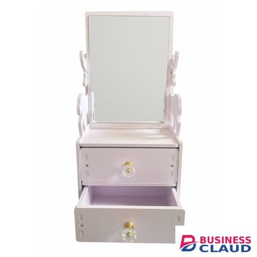 Luxury Wooden Design 2-Drawer Vanity Mirror & Makeup Organizer – Compact Jewellery Storage