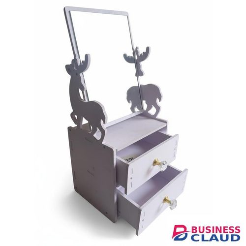 Luxury Wooden Design 2-Drawer Vanity Mirror & Makeup Organizer – Compact Jewellery Storage