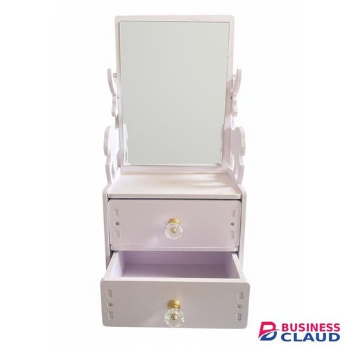 Luxury Wooden Design 2-Drawer Vanity Mirror & Makeup Organizer – Compact Jewellery Storage