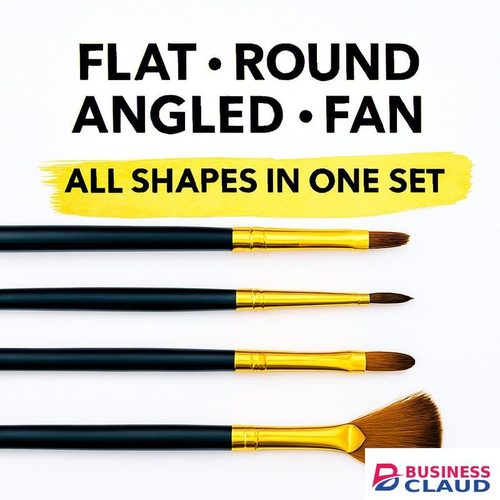 12 Piece Professional Makeup Brushes Set – Flat, Round, Angled & Fan Make up Brushes with Durable Black Handles