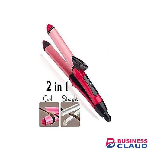 2-in-1 Ceramic Hair Straightener & Curler (26mm) - Nano Ceramic Coating Flat Iron & Tong for Straight Hair & Perfect Curls - Professional Beauty Tool
