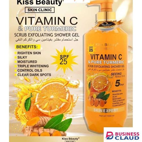 Kiss Gold Kiss Beauty vitamin C &pure tumeric scrub Exfoliatiating shower Gel 1000ml