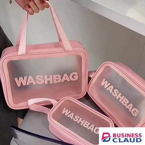 3 in 1 Transparent Waterproof cosmetic/ Toiletry portable Washbag set-Pink