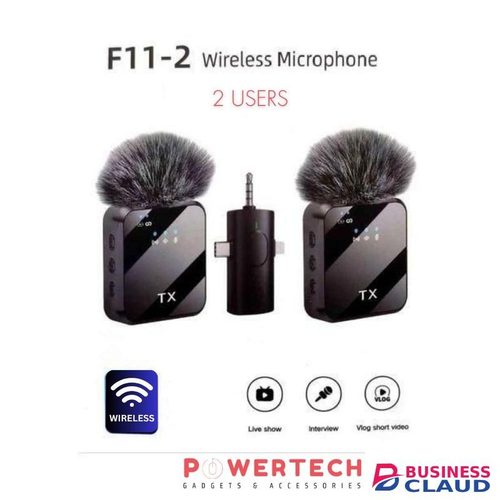 F11-2 3-in-1 Wireless Lapel Mic Kit – Dual Lavalier for iPhone & USB-C Phones & Camera Vlog & Content Creator Kenya