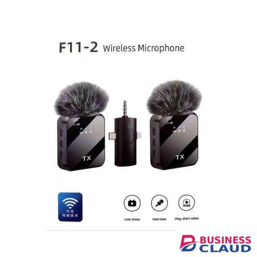 TX F11-2 Wireless Microphone 3-in-1 Kit – Dual Lavalier Mic for iPhone, USB-C & Camera - Content Creators Vlog Mic Kenya in 1-kit-dual-lavalier-mic-for-iphone-usb-c-camera-content-creators-vlog-mic-kenya