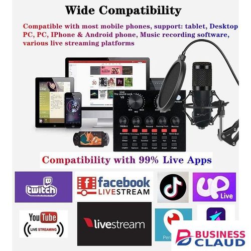 BM800 Microphone With V8 Sound Card – Studio-Quality Audio Kit For Podcasters, Musicians, And Content Creators