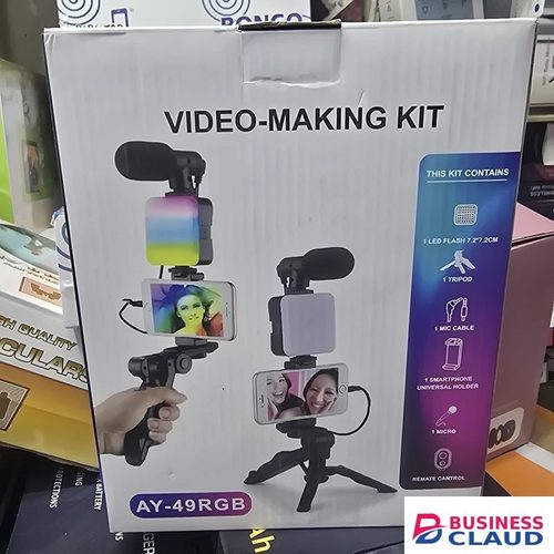 AY49 LED Light Tripod Lavalier Mic Kit for Mobile Video Creators