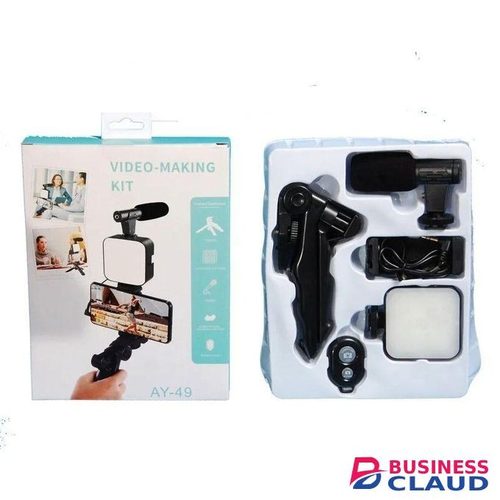 AY-49 All-in-One Video Shooting Kit With Bright LED Fill Light, Directional Audio Mic, And Phone Tripod For Instagram And TikTok Creators