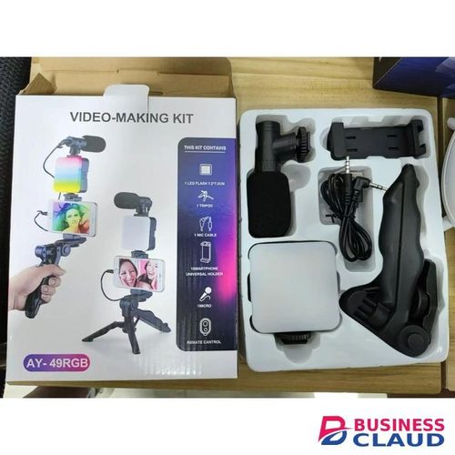 AY49 LED Lighting Kit Tripod Mic Phone Holder for Content Creators
