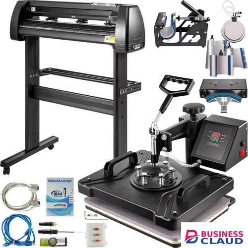Combo Branding Business Startup Kit: 2 Feet Vinyl Cutter Plotter + 8 in 1 Heat Press Machine