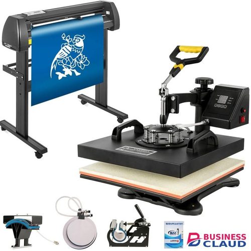 Complete Branding Business Bundle Professional 8 in 1 Heat Press and 2 feet Plotter Kit for Small Businesses startups