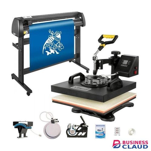Combo Professional 8 in 1 Heat Press and 2 feet Plotter Bundle Sublimation and HTV Printing Kit for Small Businesses