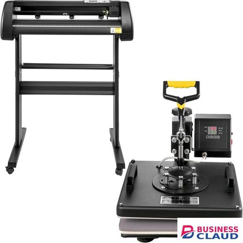 Professional All-in-One Printing Kit Ideal for Small Businesses & Creative Startups 8-in-1 Heat Press Machine (12"x15") + 2 Feet Vinyl Cutter Plotter – Full Combo for Apparel, Sticker & Gift Printing