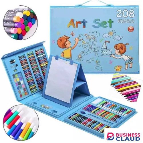 Art Sketch Kit - 208 Pieces Double Sided Trifold Easel Art Set, Drawing Art Box With Oil Pastels, Crayons, Colored Pencils, Markers, Paint Set, Watercolor Ca Sketch Pad, Art Kit