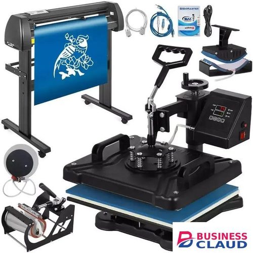 Combo Branding Startup Kit :2 Feet Vinyl Cutter Plotter + 8 In 1 Heat Press Machine