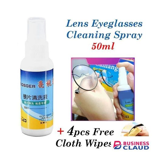 50ml Glasses Lens Cleaner Spray Kit Wipe Nursing Liquid Phone Screen Sunglasses Cleaning + 4pcs Microfiber Glass Wipes