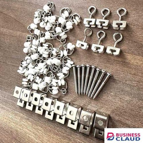 I-Beam Curtain Rail Fittings Curtain Runners Wheels + Screws + Brackets + End-Stops Hanging Gliders Sliders Roller Kit Stainless Steel Silver Colour
