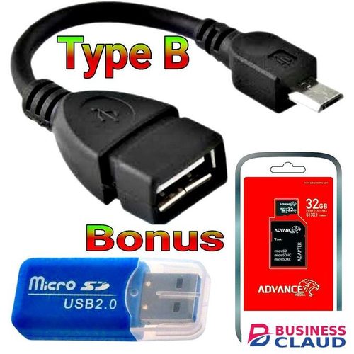 Otg Connect Kit Type B Cable // Advance 32 GB Memory Card // Memory Card Reader
