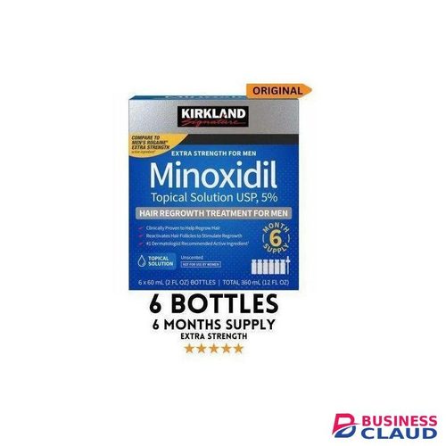 Kirkland Minoxidil 5% Extra Strength Hair Loss Regrowth System Treatment For Men/ women hair Beard Care Oil Premium Topical Solution Growth Nourishing Serum 6 Bottle Of 60ml (6 Months Supply)