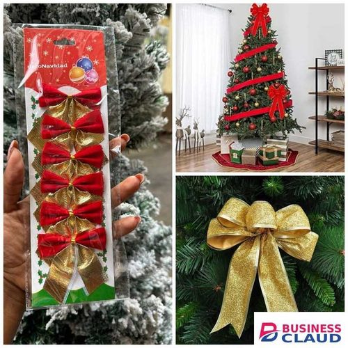 6Pcs Christmas Bows- Decorate your home and add the finishing touch to your gift with Christmas bows