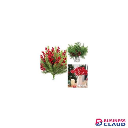 20 Pieces Artificial Berries Branches Christmas Holly Berries Artificial Red Berry Stems for Christmas Wreath Decorations Xmas Tree Decoration
