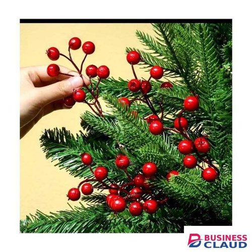 10 Pieces Artificial Berries Branches Christmas Holly Berries Artificial Red Berry Stems for Christmas Wreath Decorations Xmas Tree Decoration
