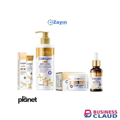 SADOER Collagen Skincare Set – Face Serum, Eye Cream, Face Cream & Body Lotion