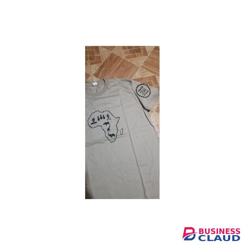 FANYA 254 KWA UPANA Beige T Shirt With MAP OF AFRICA Design.