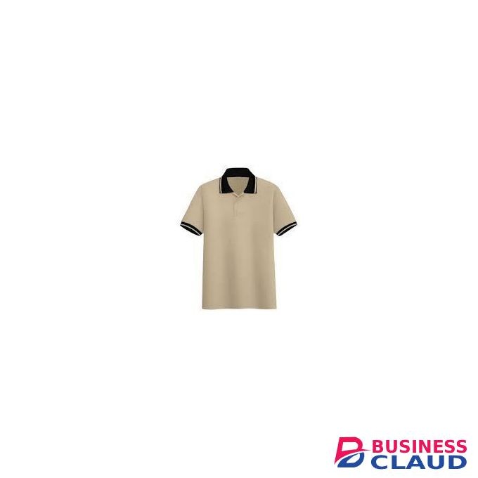 Men’s Classic Beige Polo Shirt with Black Trim Casual Fit