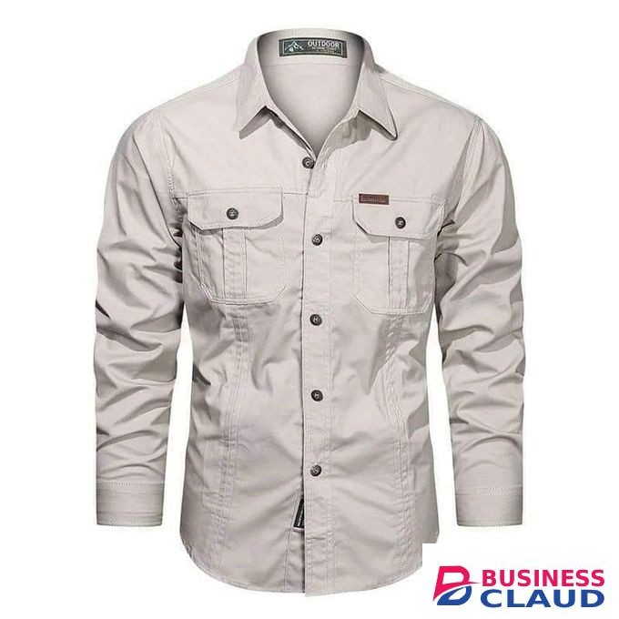 Outdoor Hiking Shirt Removable Quick Dry Breathable Tactical Shirt - Beige