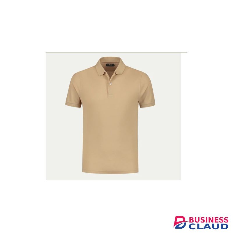 Unisex Heavy-duty Plain Cotton Polo T-shirt- Beige