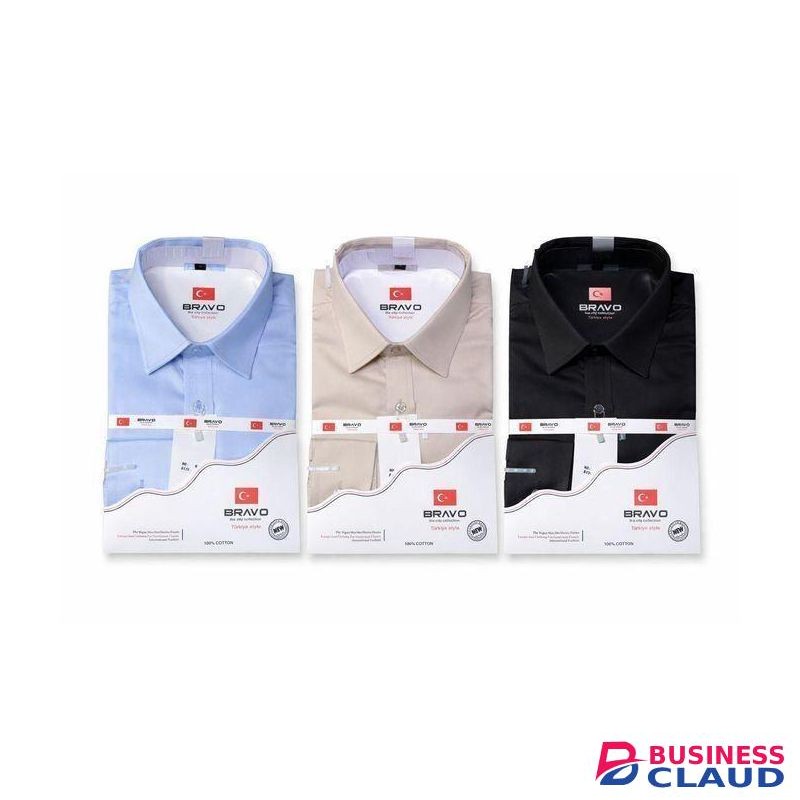 Turkey Style Official Mens Longsleeve Shirt Slim Fit 100%Cotton- Sky blue, Beige, & Black