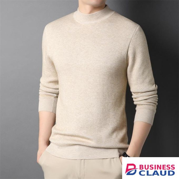 Men's Sweater Knit Shirt Slim Fit Half High Neck Synthetic Cashmere Base Layer Shirt for Men