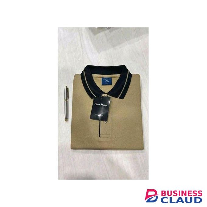 Tshirt Executive POLO Shirt HEAVY DUTY Beige with Black Collar