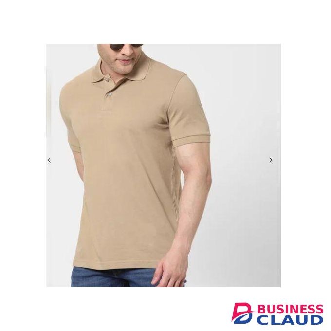 100% Heavy Duty Cotton Men Polo Tshirt- Beige Polo T-shirt