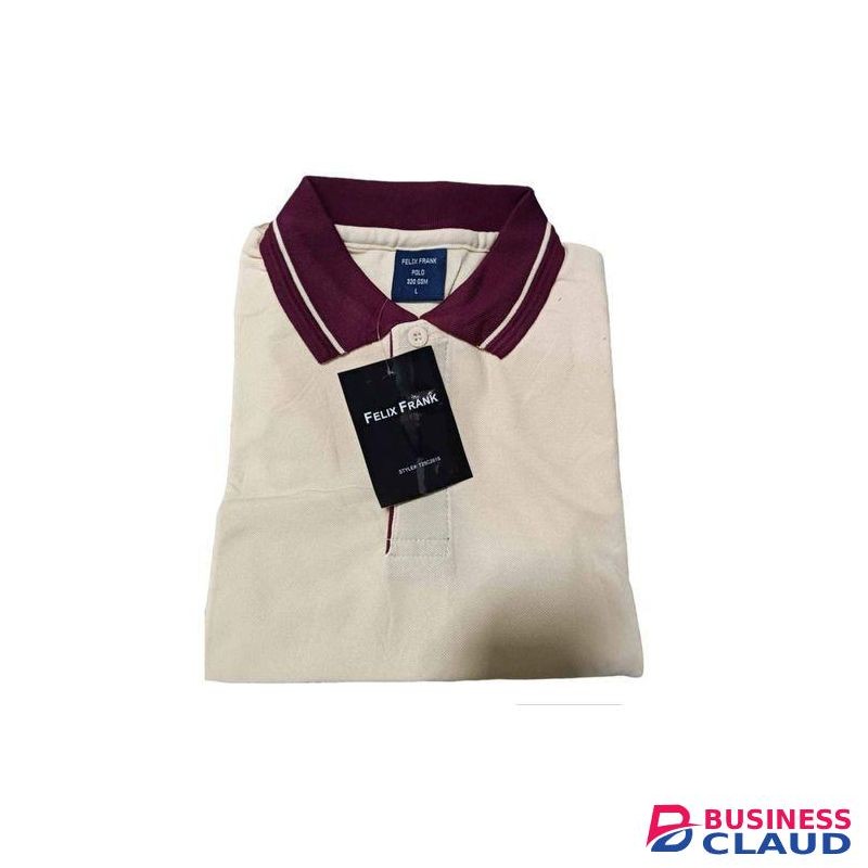 Beige Polo Marron Collar Short Sleeve T-shirt