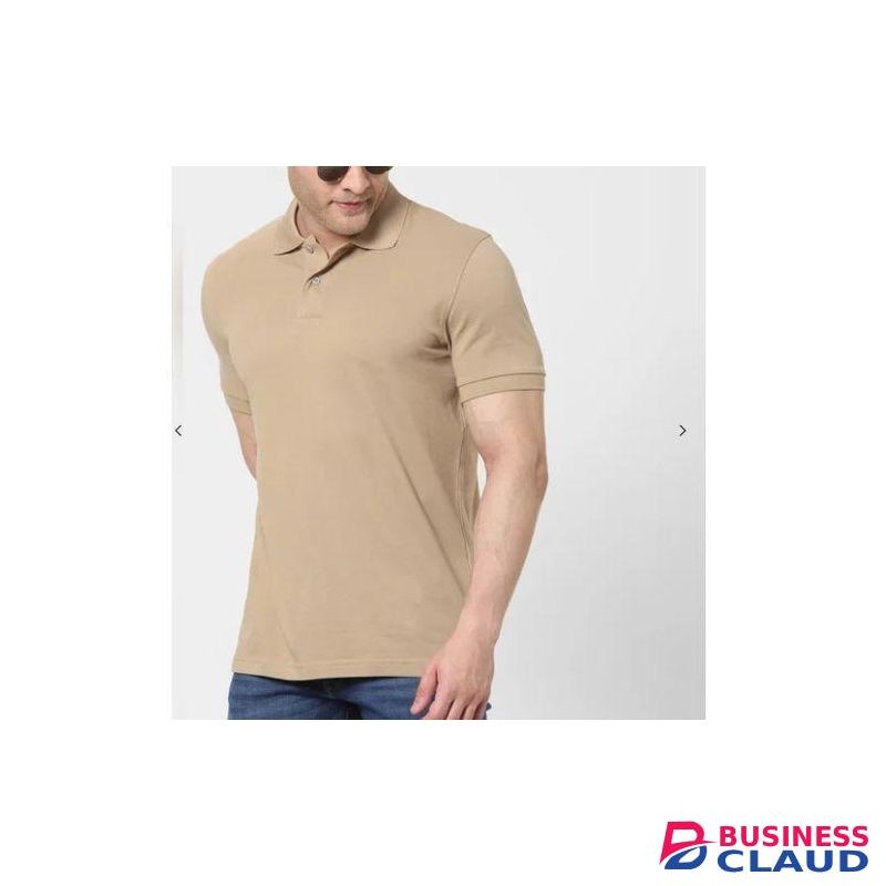 Fashion 100% Heavy Duty Cotton Men Polo Tshirt- Beige