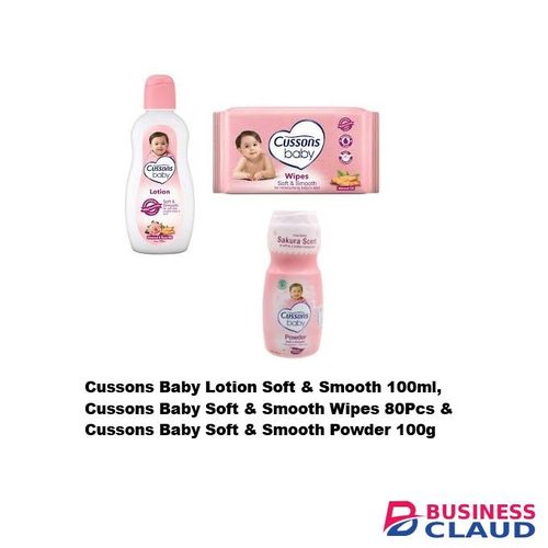 Cussons baby Soft & Smooth Lotion 100ml, Soft & Smooth Wipes80pcs & Powder 100g