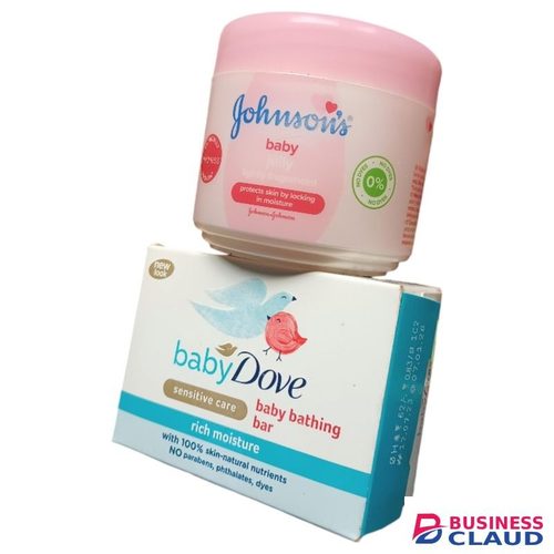 Johnson's BABY JELLY Lightly Fragranced + Dove BABY BATHING BAR Rich Moisture