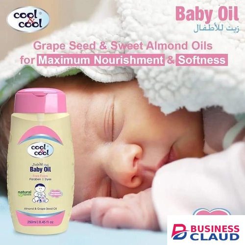 Cool Cool Natural Baby Oil – Almond & Grape Seed Oil Gentle Moisturizing Baby Skin Care (250ml)
