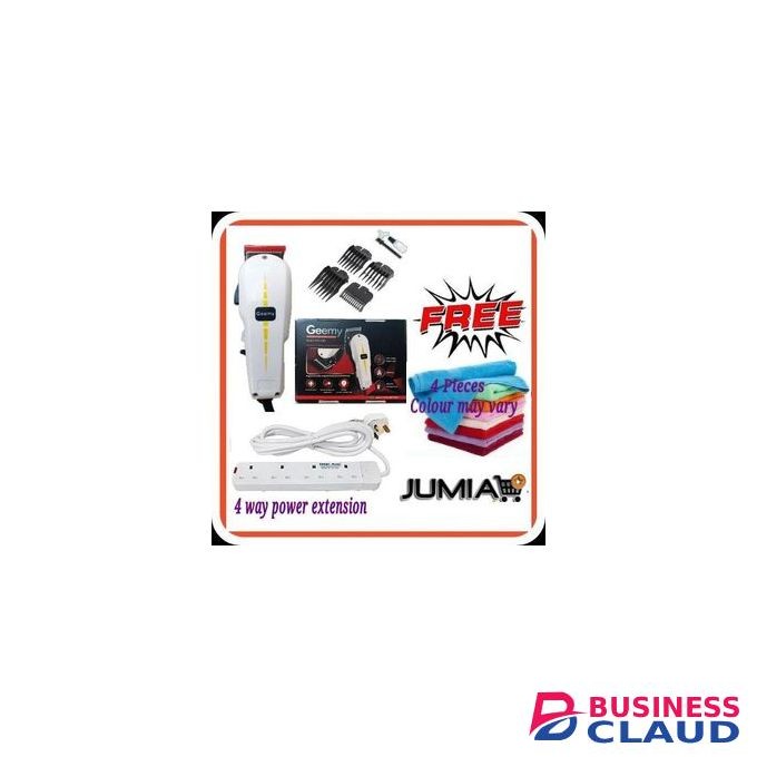 Geemy Affordable Barber Shaving Machine-Kinyozi + Free Best 4 Way Power Extension & Face Towels