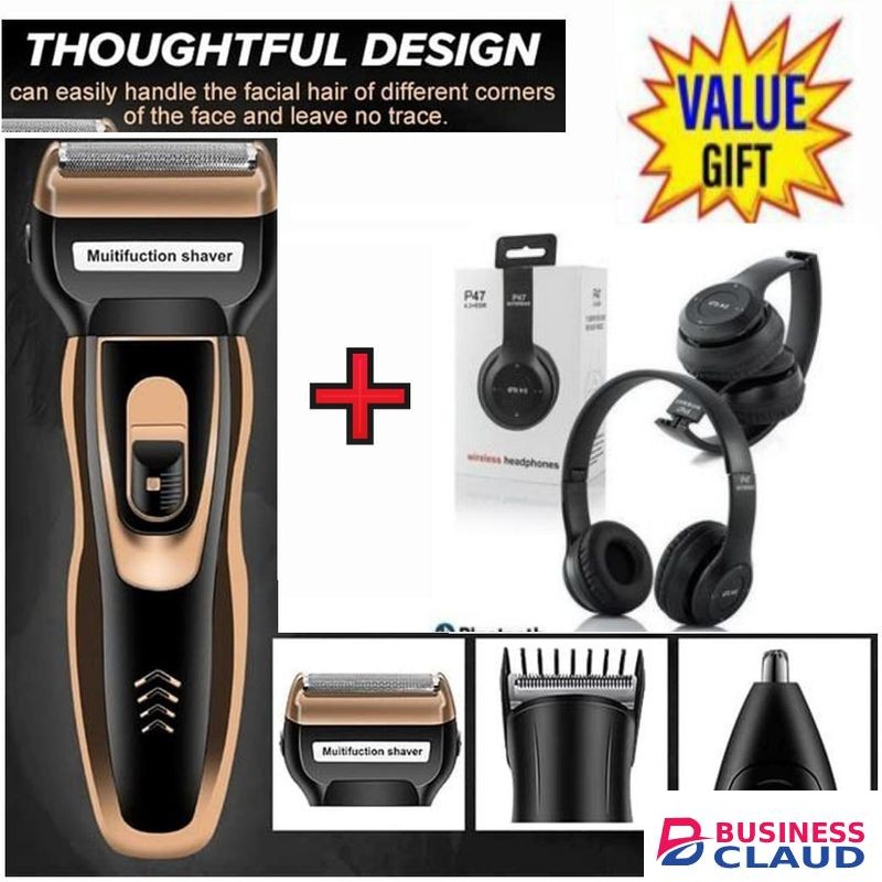 Geemy Affordable Barber Shaving Machine-Kinyozi // Shaver // Kinyozi // Best Kinyozi // BEST Rechargeable Smoother Hair Shaving Machine, Shaver- 3 In 1 FOR KINYOZI BUSINESS + FREE WIRELESS BLUETOOTH HEADPHONES