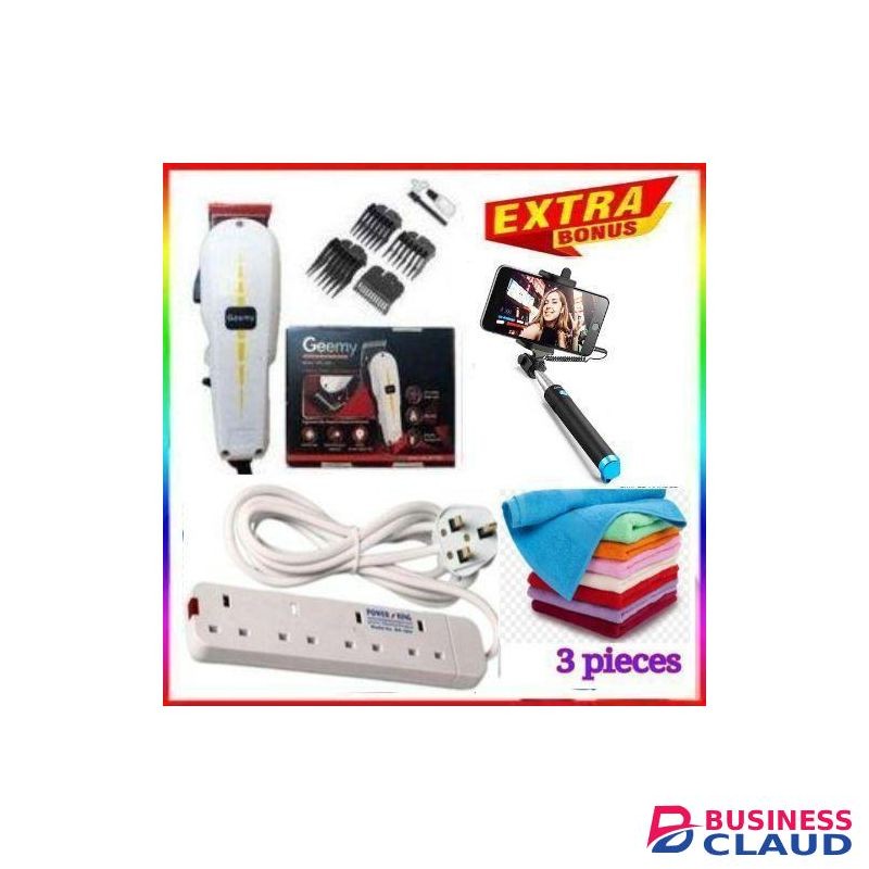 Geemy 4 WAY EXTENSION LONG CORD WITH FUSED PLUG + ORIGINAL ELECTRIC BARBERING MACHINE KINYOZI - CLEAN CUTS FOR HAIR AND BEARD