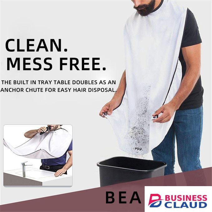 Beard Apron Trimming Catcher Bib Waterproof Non-Stick Hair Gown Shaving Hairdressing Cutting White Hair Holder