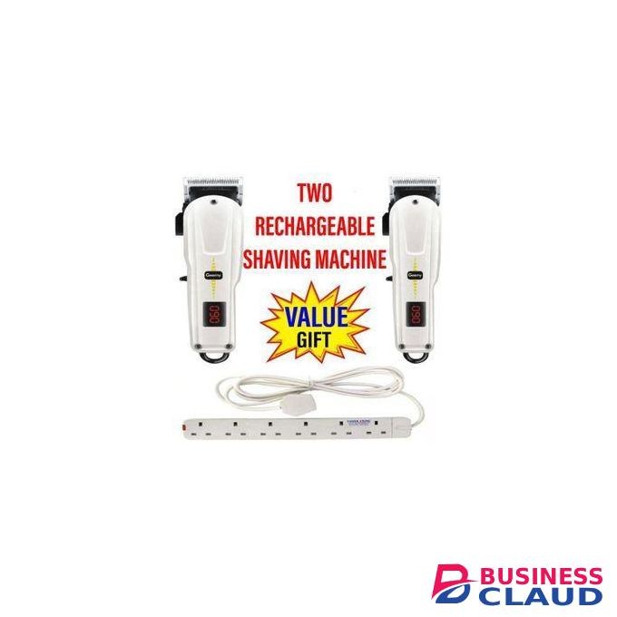 Geemy 2 PCS Rechargeable Cordless Shaving Machine With Indicator + Bonus 6 Way Power Extension