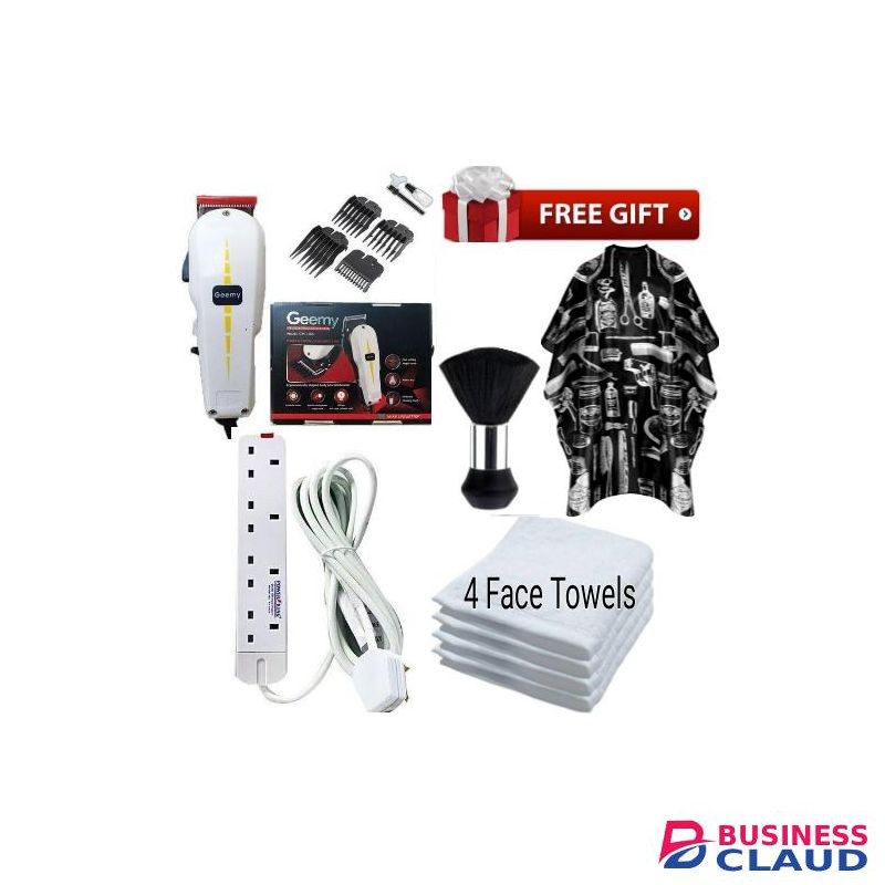 Geemy GM-1021 SHAVING MACHINE + FREE HAIR SHAVING GOWN , 4 WHITE FACE TOWELS & FACE BRUSH