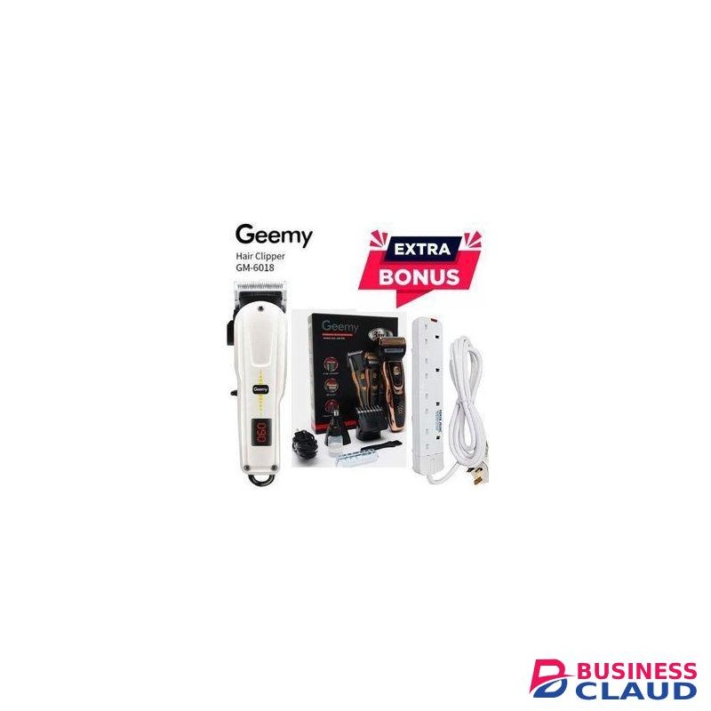 Geemy Smart Rechargeable Cordless Shaving Machine With Indicator + Free 3 in 1 Electric Rechargeable Nose Trimmer, Smoother & 4 Way power extension cable