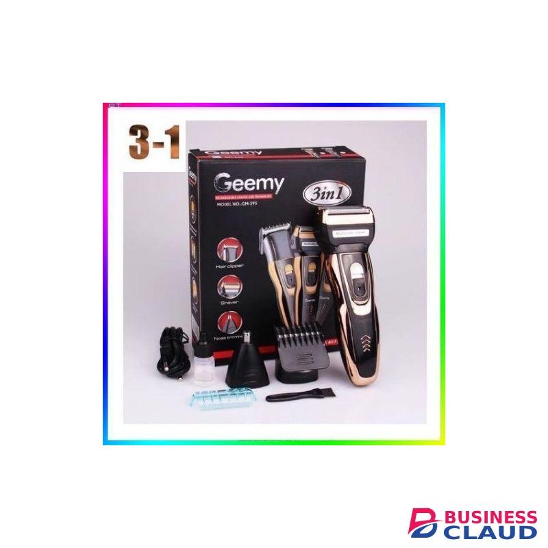 Geemy NEW PRO 3 IN 1 RECHARGEABLE HAIR TRIMMER SHAVING MACHINE - ADULT + SMART IRONBOX GIFT.