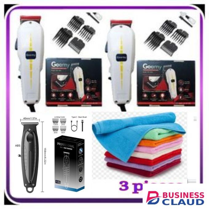 2 GOOD SHAVING MACHINE // PROFESSIONAL HAIR CLIPPER / HAIR CUTTING MACHINE FOR SALON, BARBER SHOP & MOBILE KINYOZI + HAIR TRIMMER + FACE TOWEL - SHAVER FOR KINYOZI BUSINESS